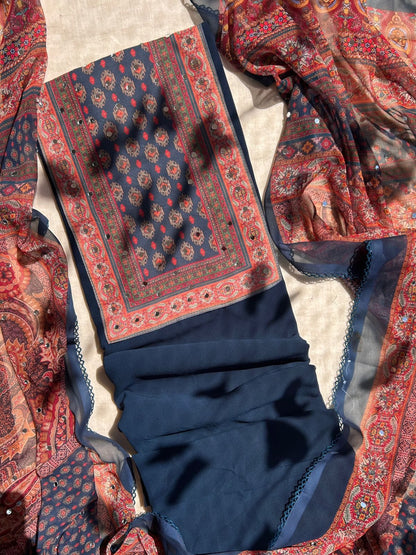 Unstitched Georgette dress material set