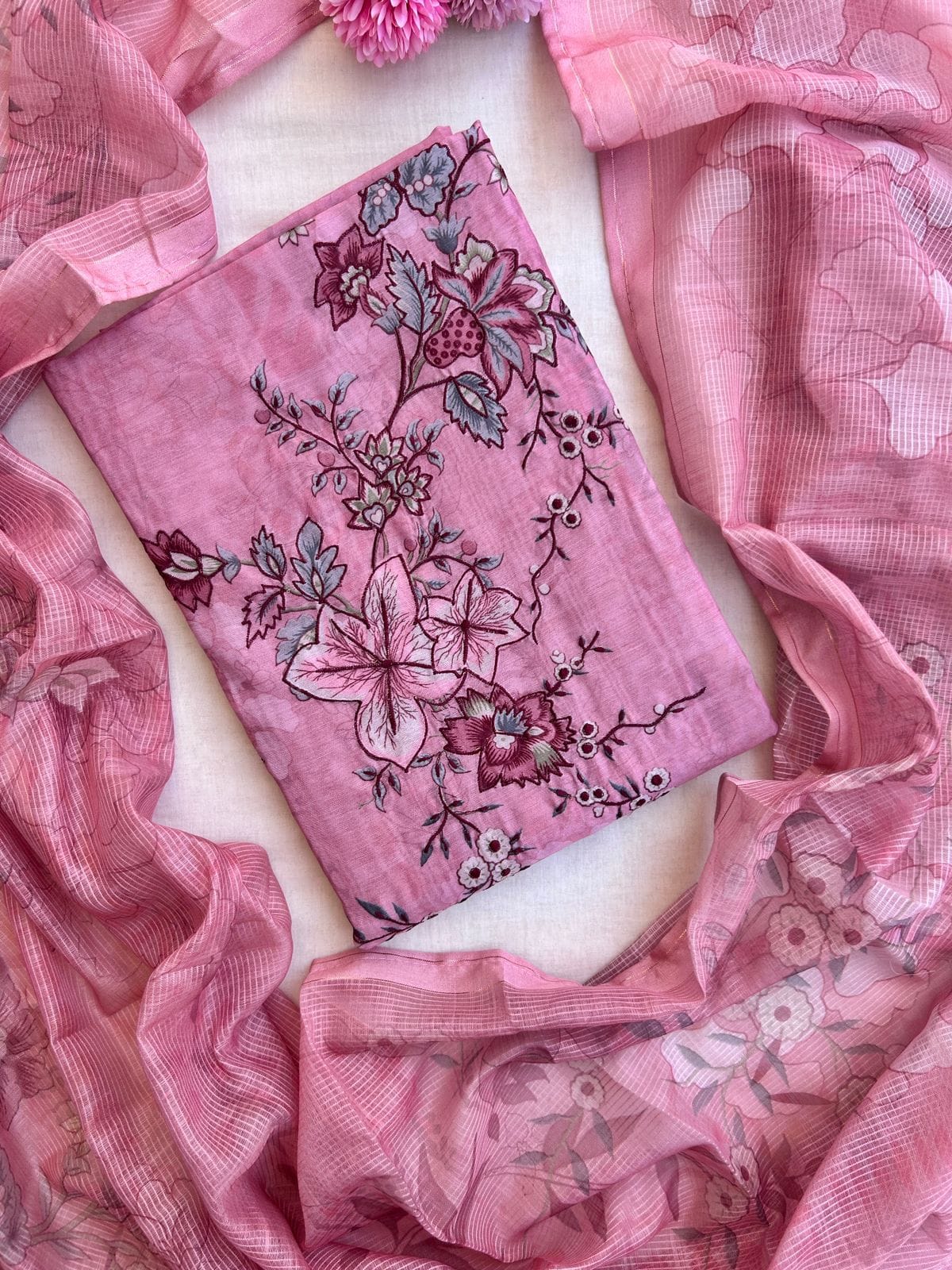 Unstitched Linen dress material set