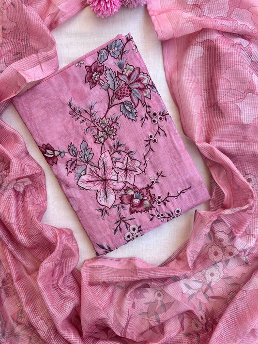 Unstitched Linen dress material set