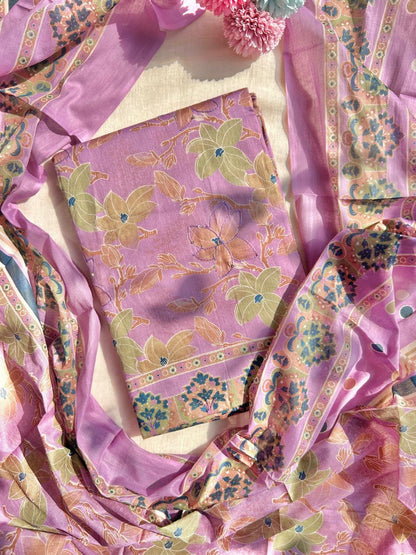 Unstitched cotton printed suits
