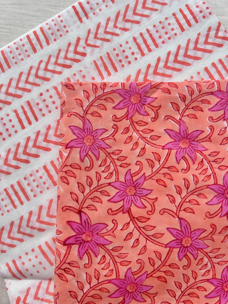 Unstitched block printed Cotton set