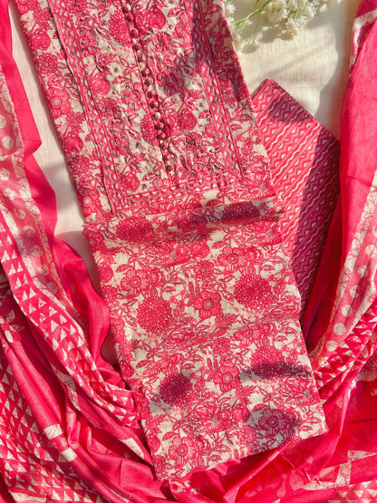 Unstitched Jaipuri cotton set