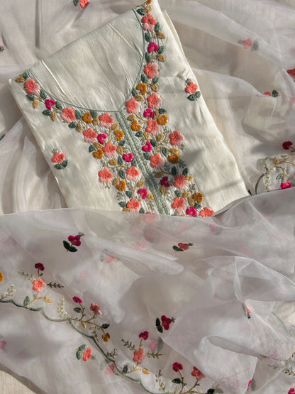 Unstitched embroidered Cotton set