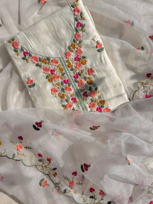 Unstitched embroidered Cotton set
