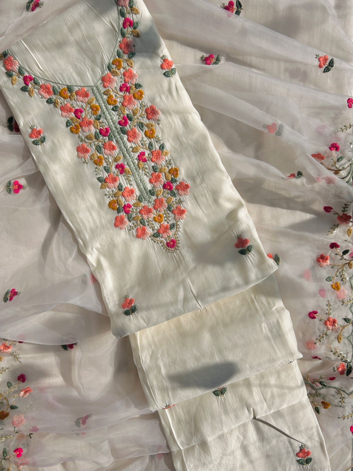Unstitched embroidered Cotton set