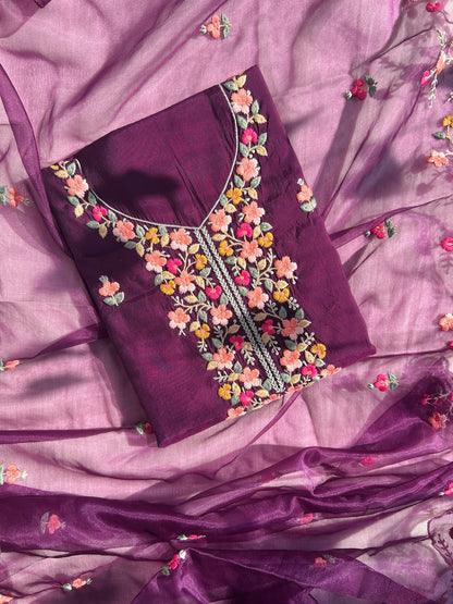 Unstitched embroidered Cotton set