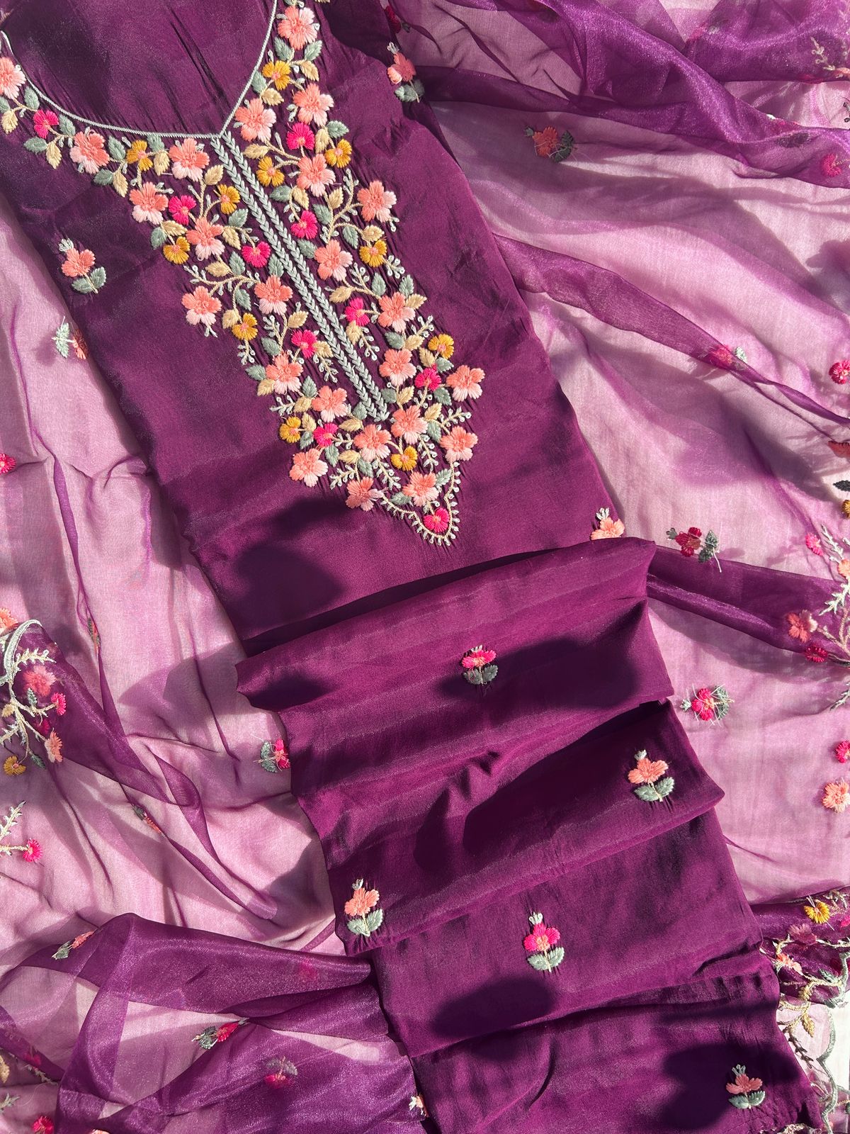 Unstitched embroidered Cotton set