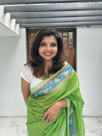 Printed Chanderi silk saree