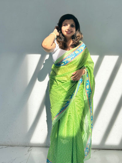 Printed Chanderi silk saree