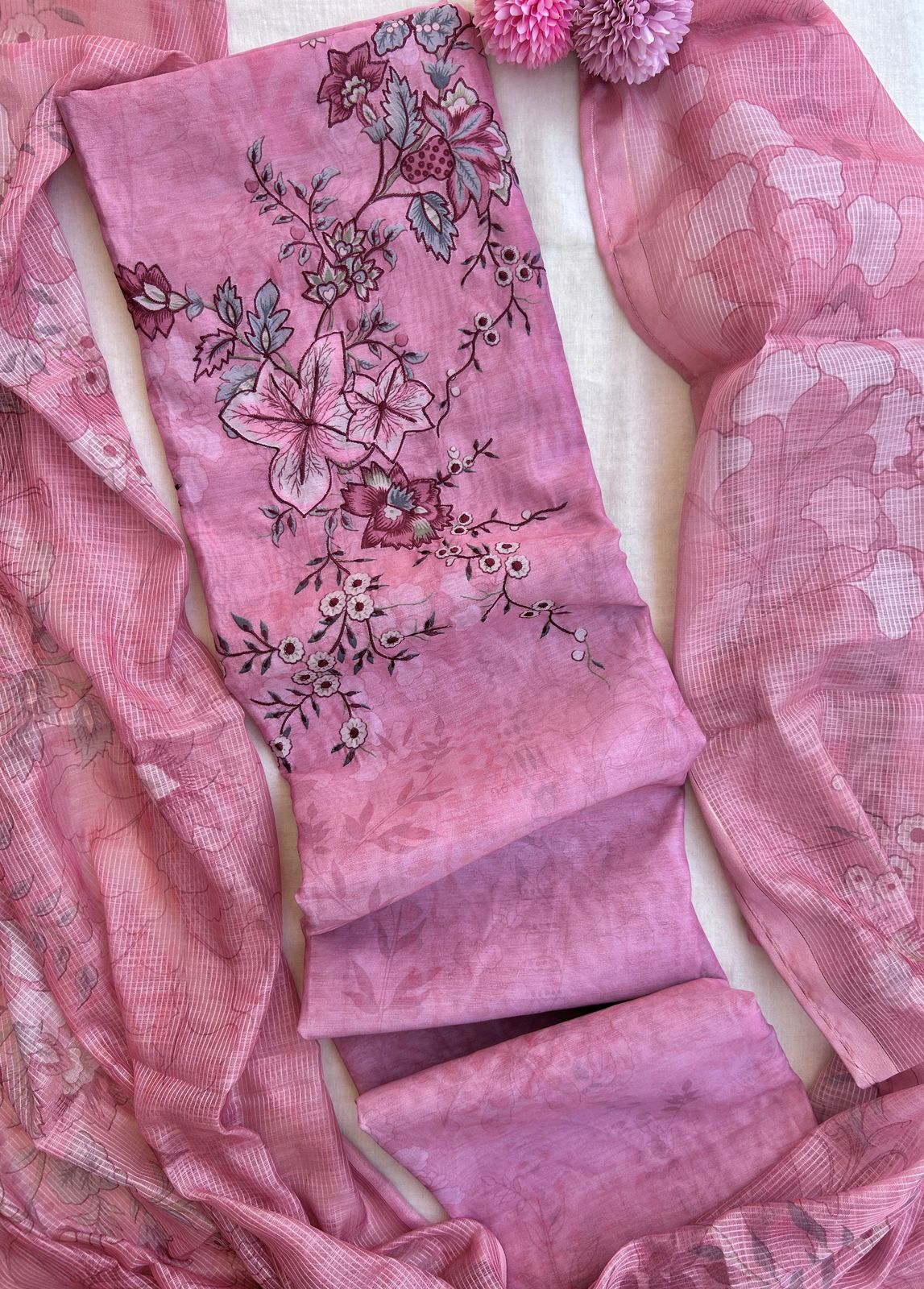 Unstitched Linen dress material set