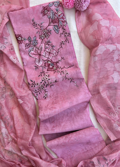 Unstitched Linen dress material set