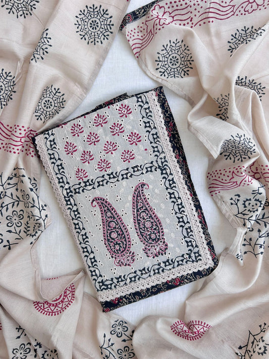 Unstitched Jaipuri Cotton suit set