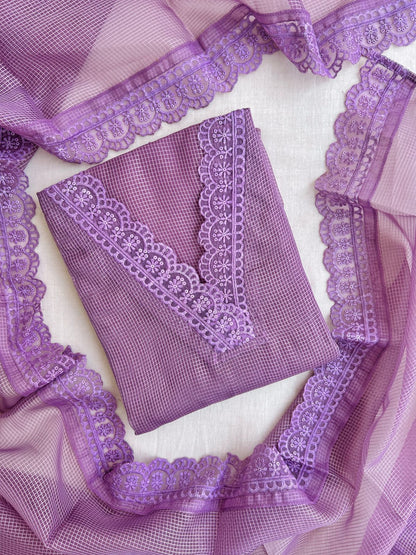 Unstitched kota silk set with laces