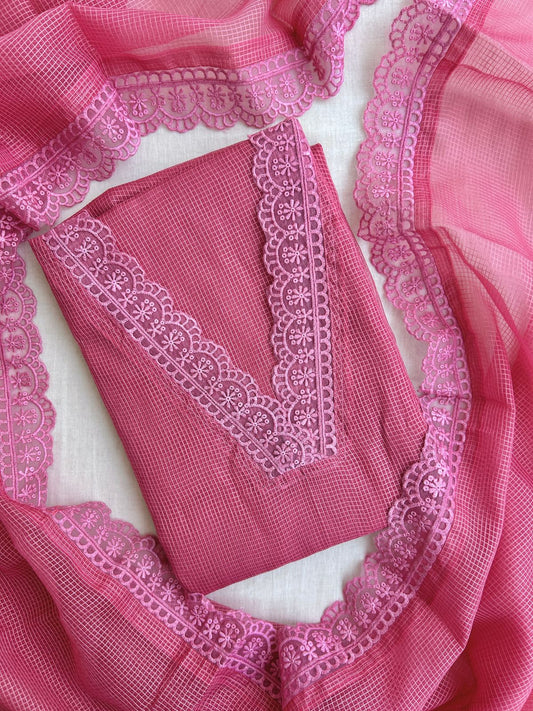 Unstitched kota silk set with laces