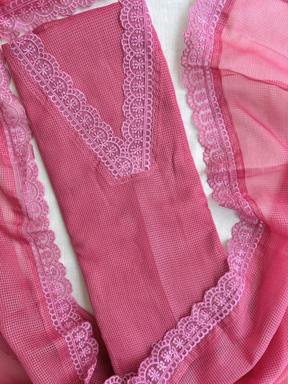 Unstitched kota silk set with laces