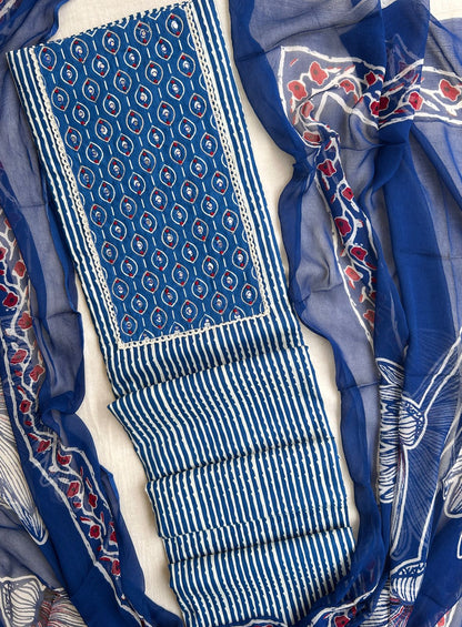 Unstitched Jaipuri Cotton suit set