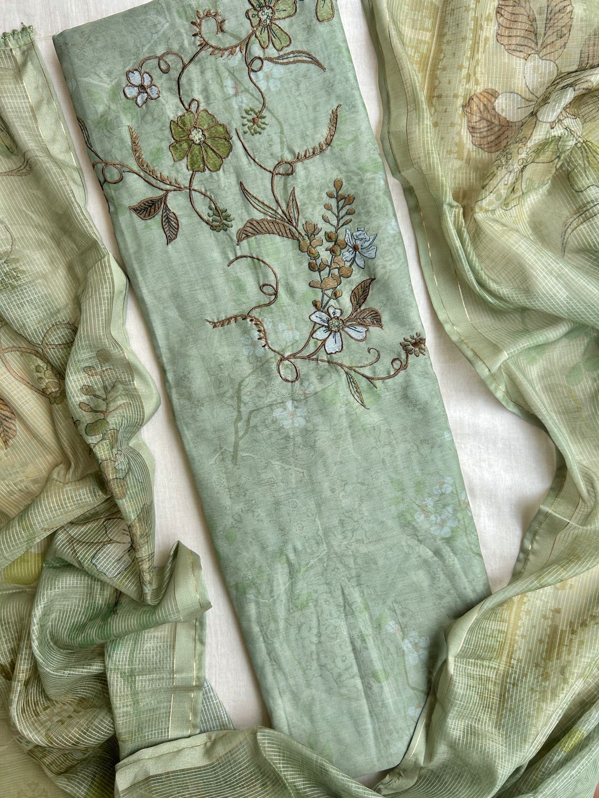 Unstitched Linen dress material set