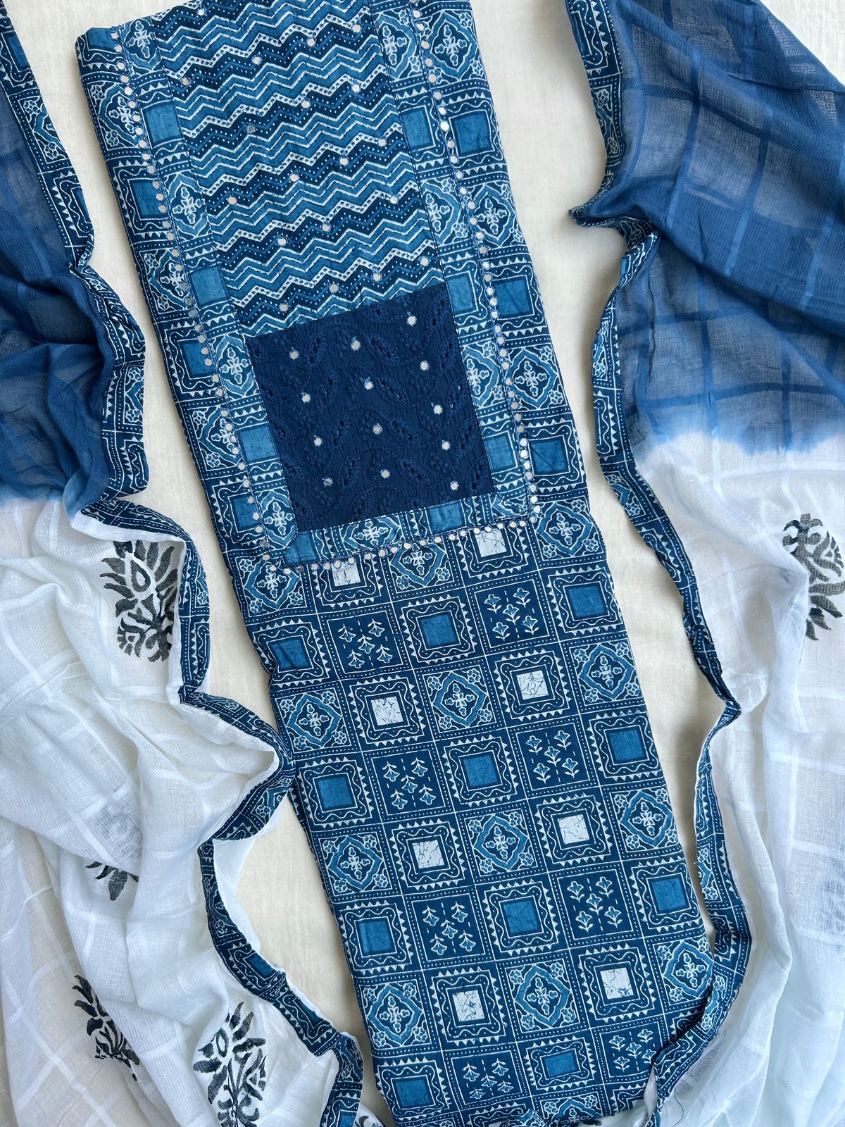 Unstitched Cotton Indigo set