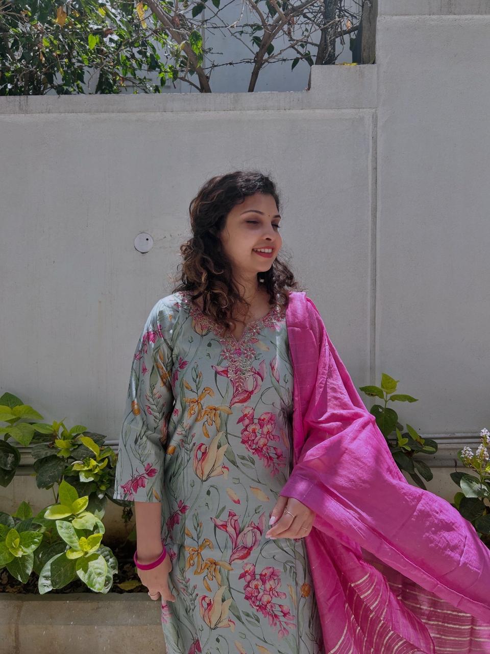 Silk printed Kurta set