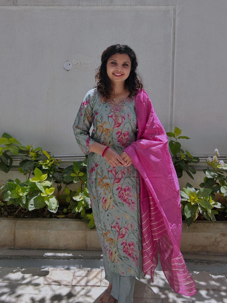 Silk printed Kurta set