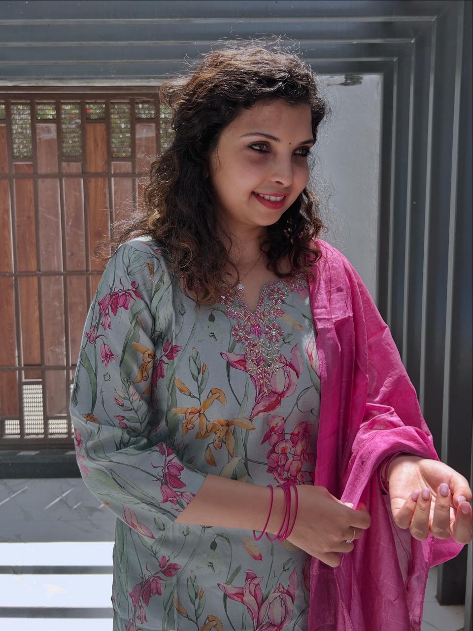 Silk printed Kurta set