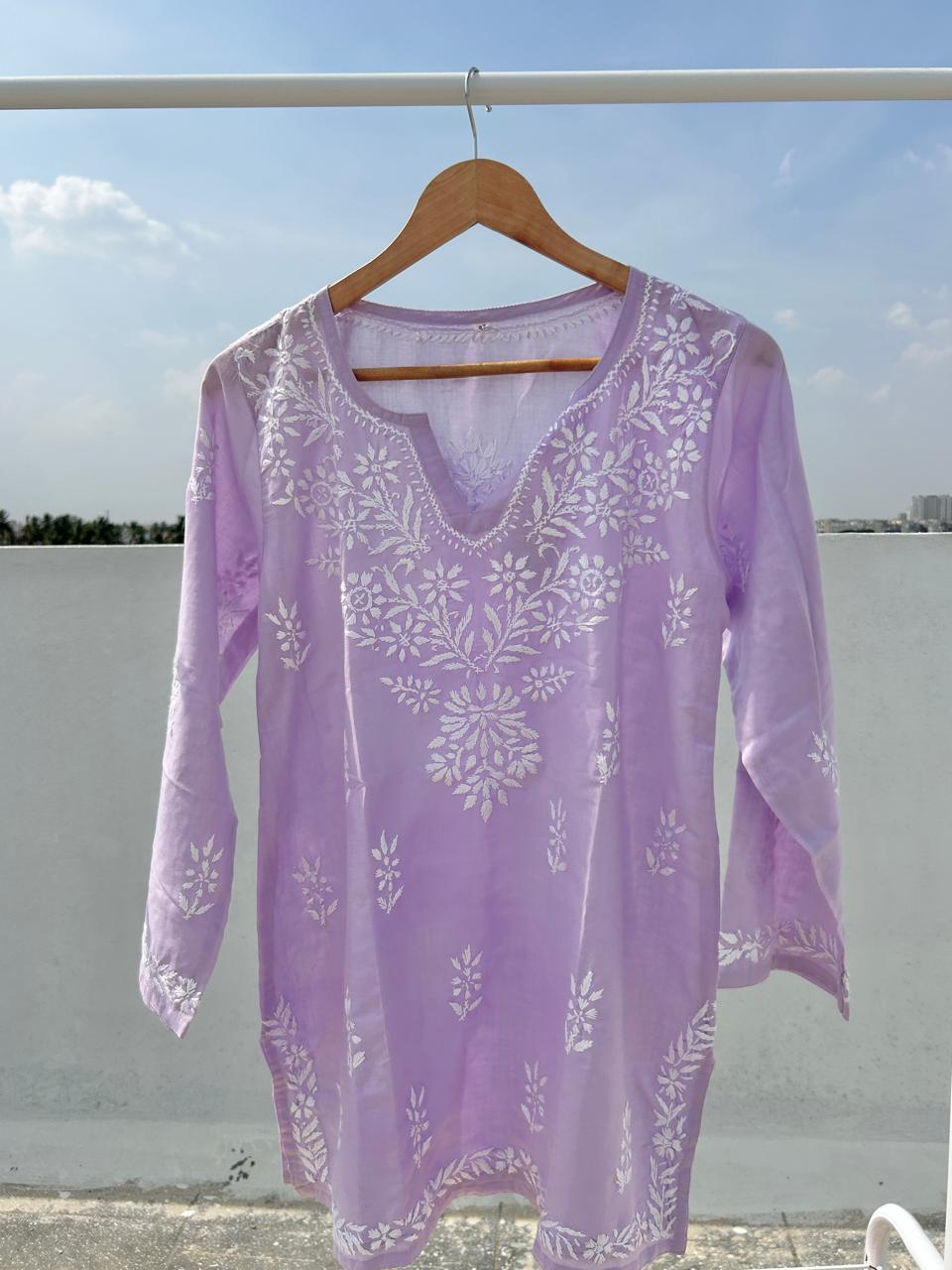 Cotton Chikankari short kurti