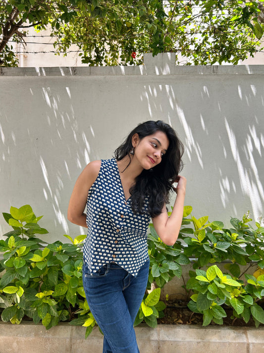 Cotton block printed Waistcoat