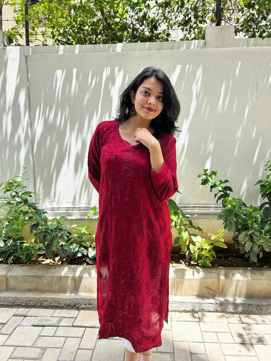 Chikankari straight kurta