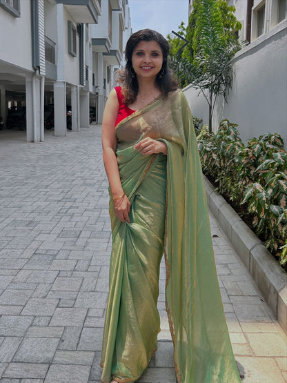 Chiffon dual tone shimmer saree