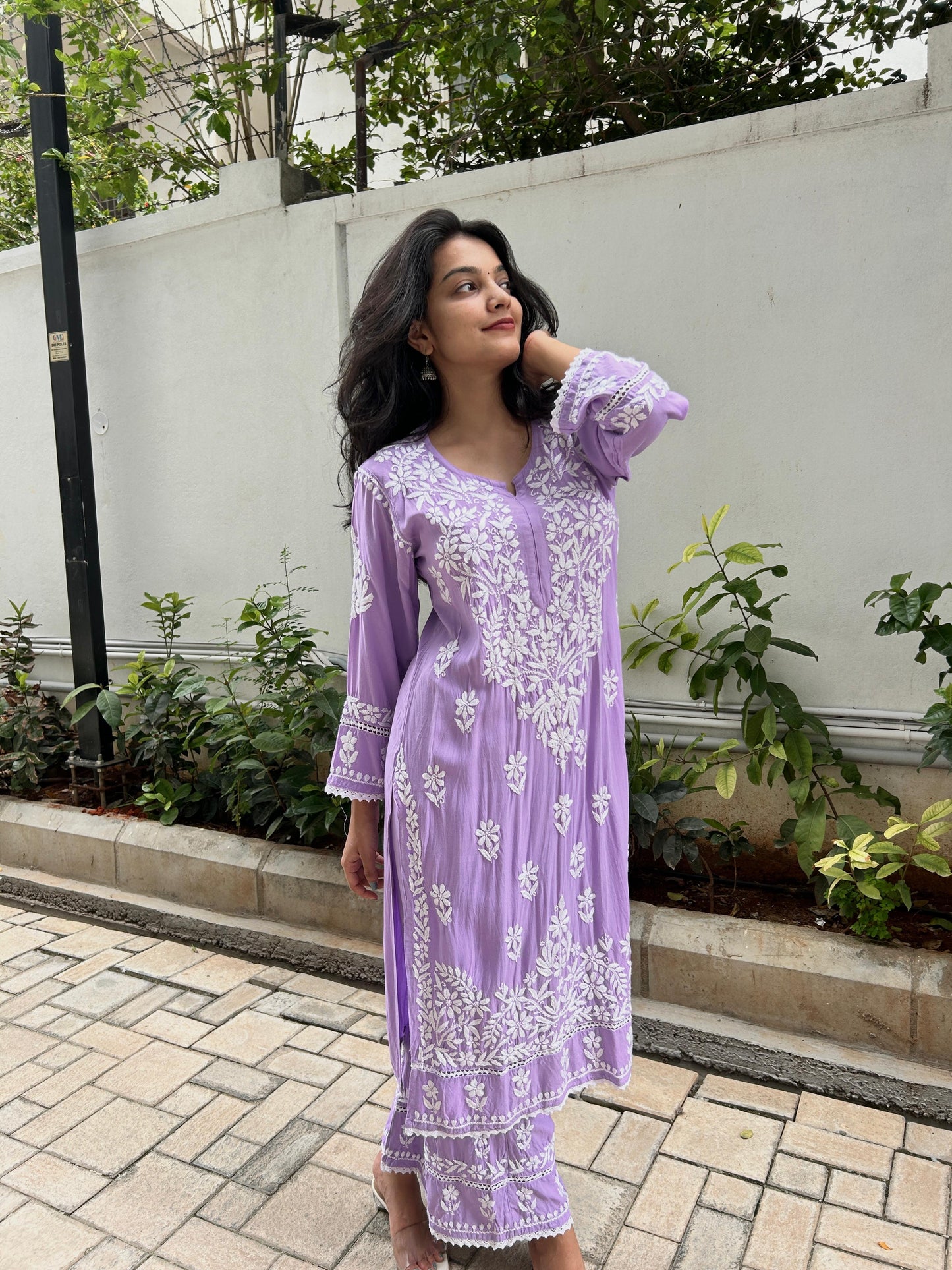 Chikankari work kurti pant set