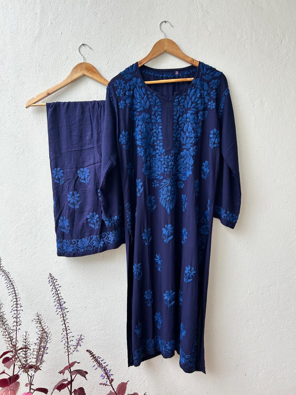 Chikankari work kurti pant set