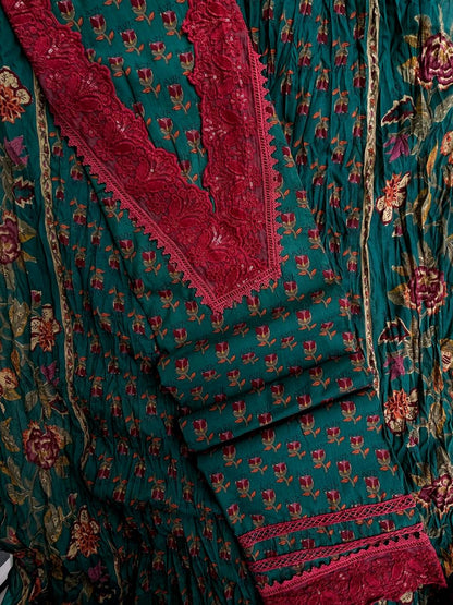 Unstitched Jaipuri Cotton set with laces