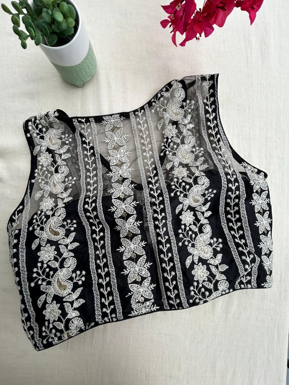 Embroidered net blouse readymade