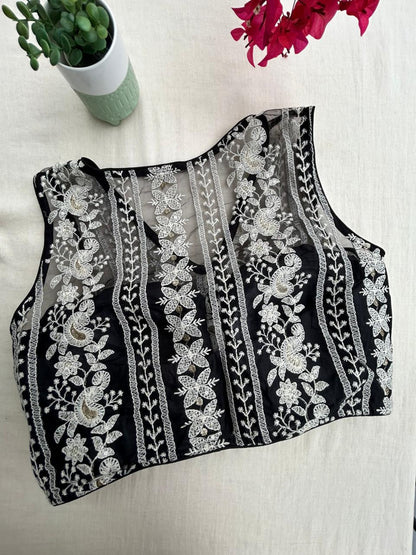 Embroidered net blouse readymade
