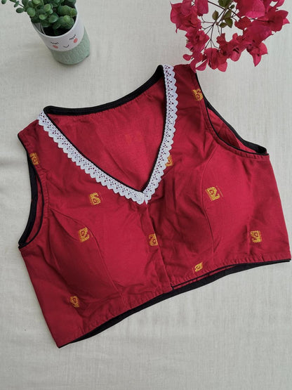Jamdani cotton V neck blouse