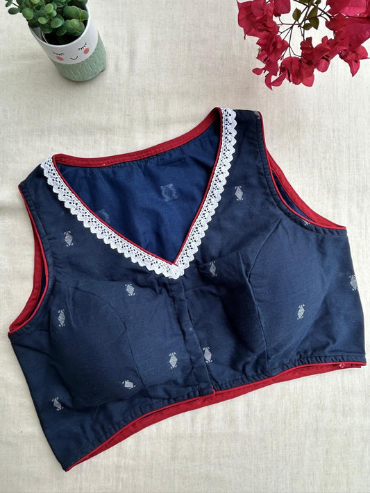 Jamdani cotton V neck blouse