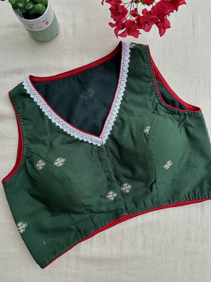 Jamdani cotton V neck blouse