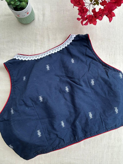 Jamdani cotton V neck blouse