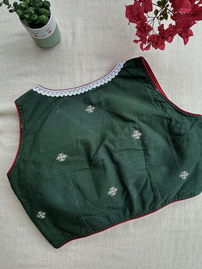 Jamdani cotton V neck blouse