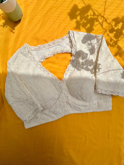 Hakoba saree blouse off white