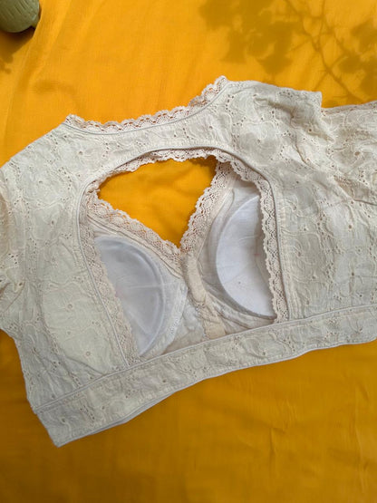 Hakoba saree blouse off white