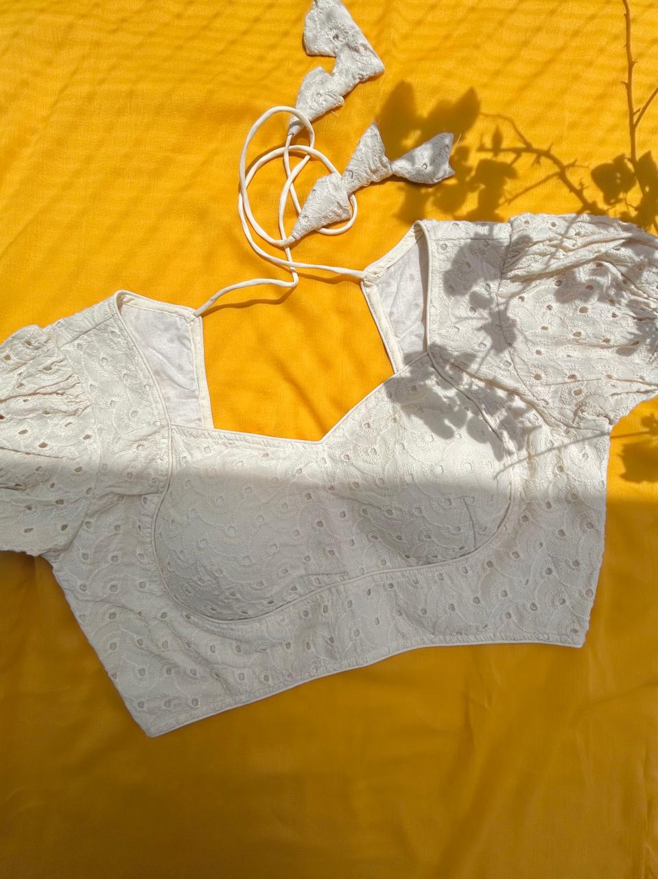 Hakoba saree blouse off white