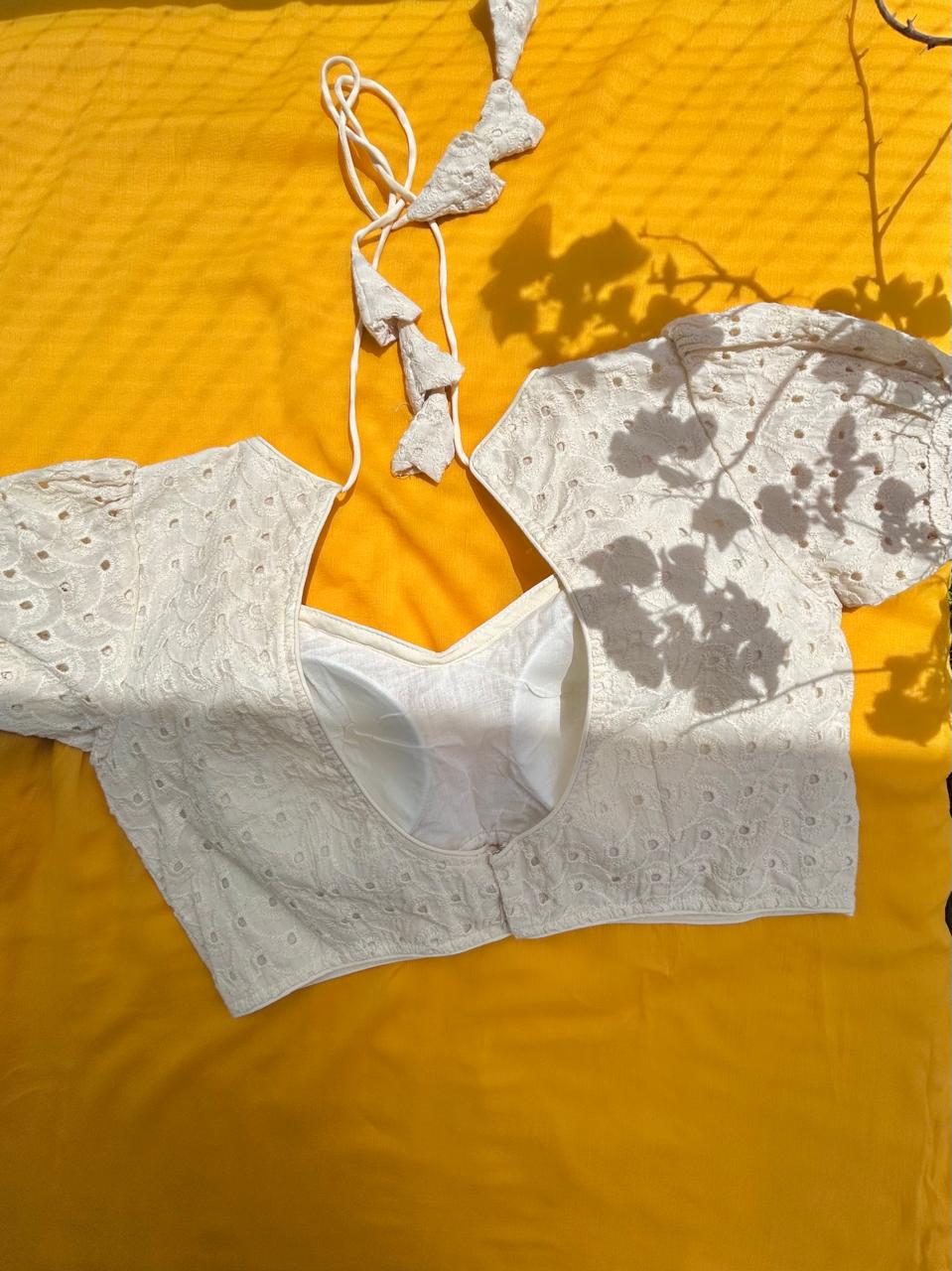 Hakoba saree blouse off white