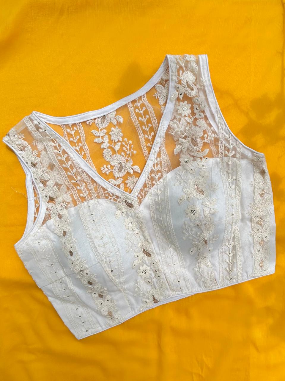 Embroidered net blouse readymade