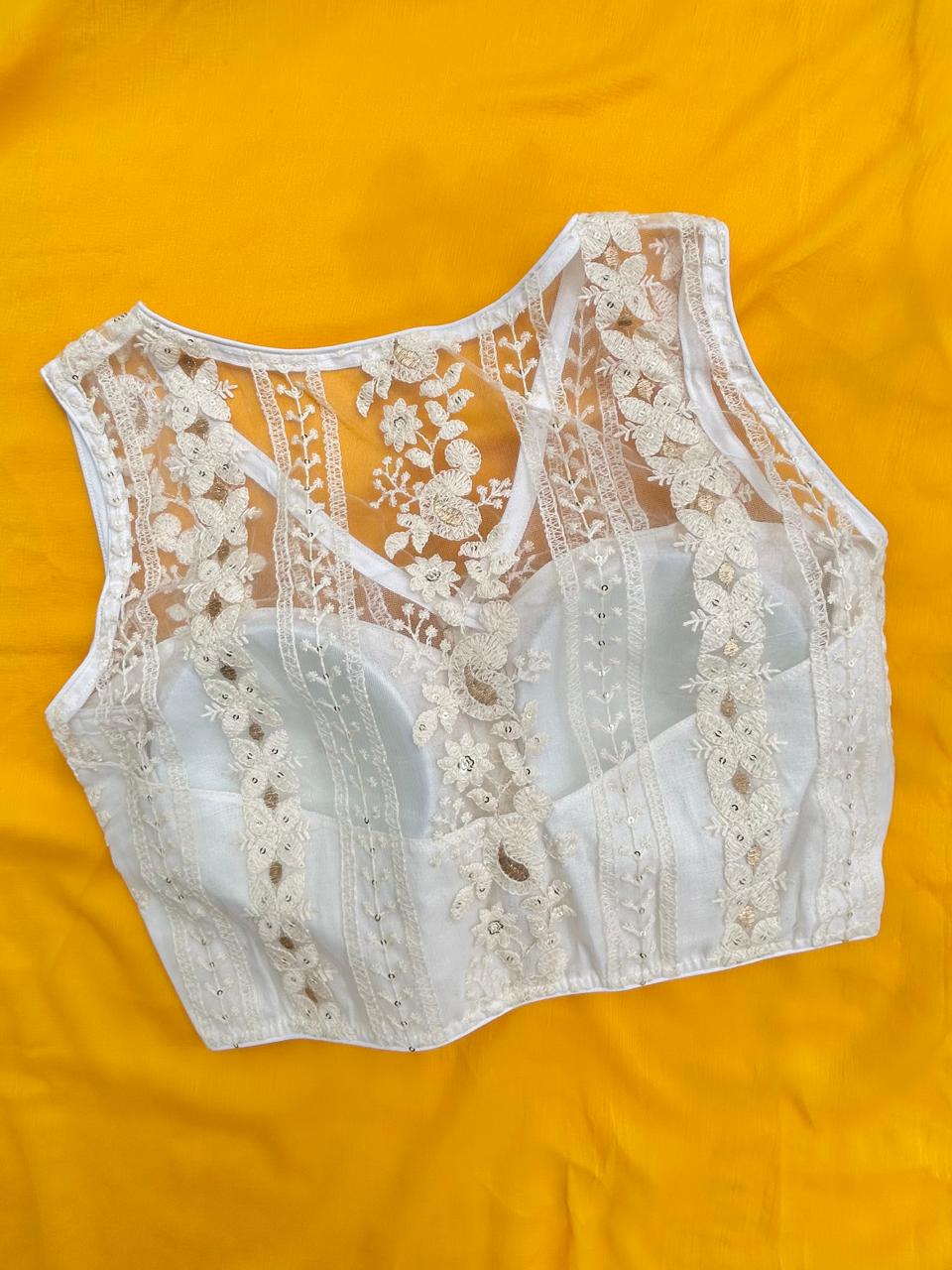 Embroidered net blouse readymade