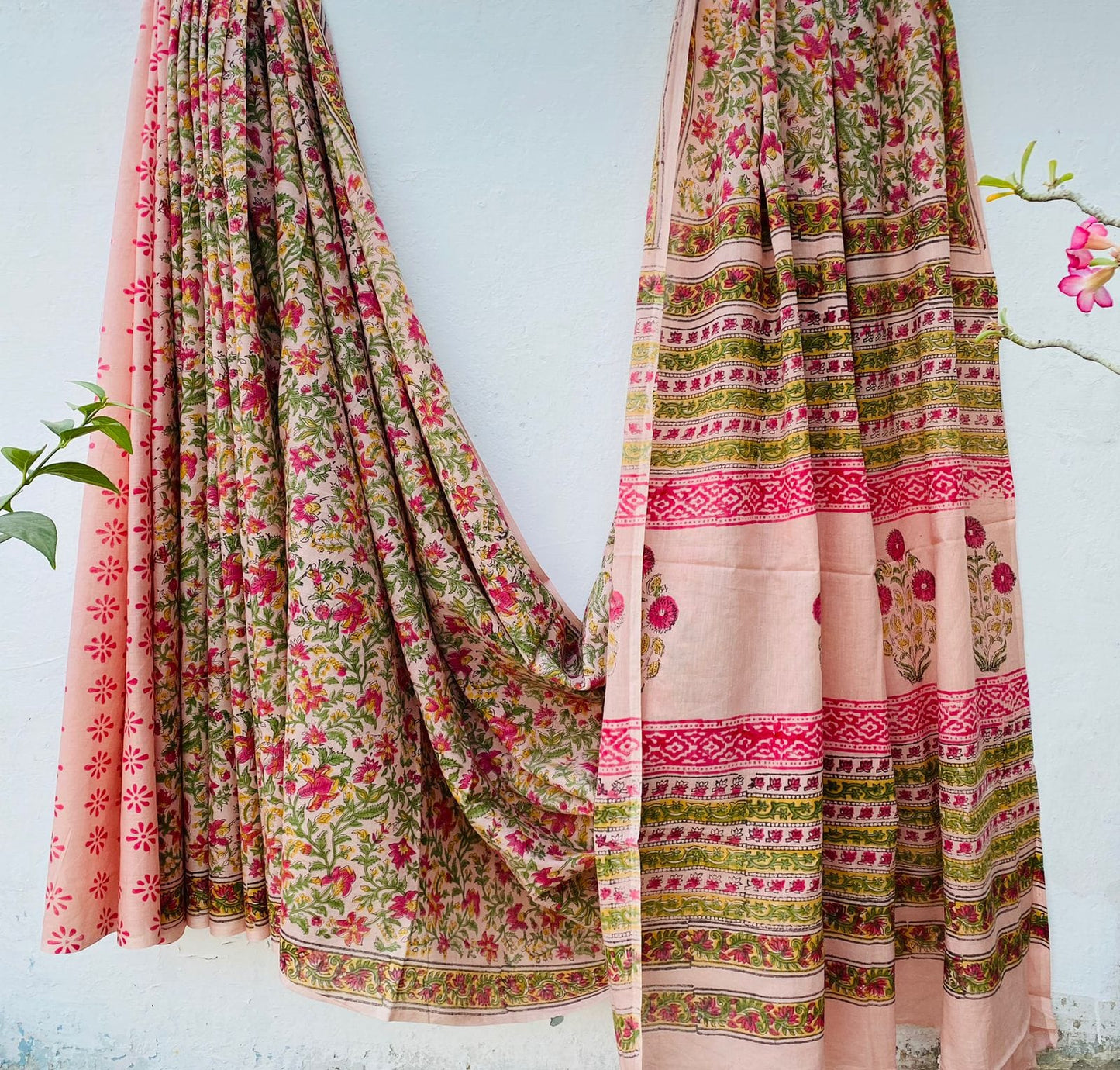 Mul mul cotton sarees in hand block prints
