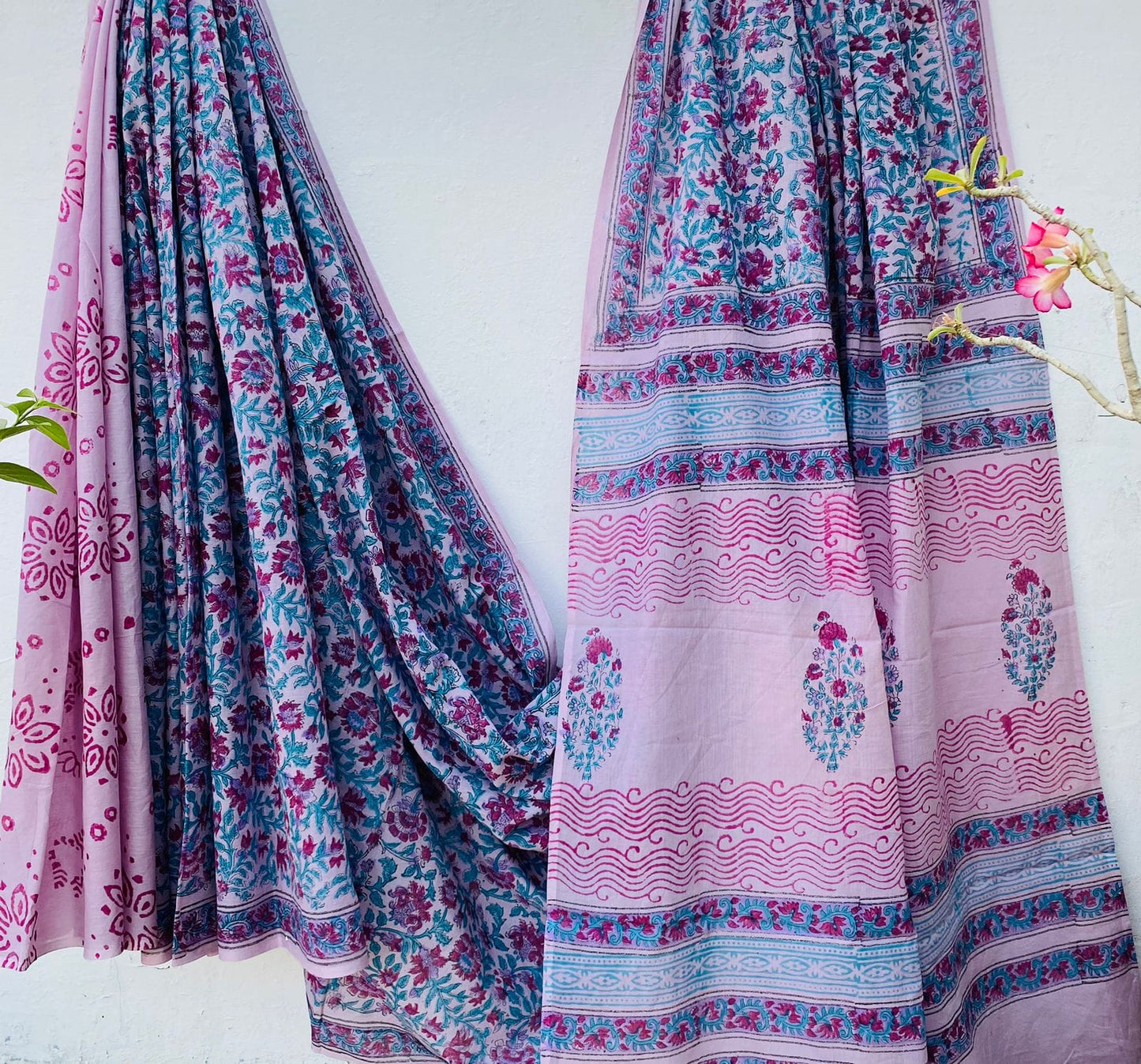 Mul mul cotton sarees in hand block prints
