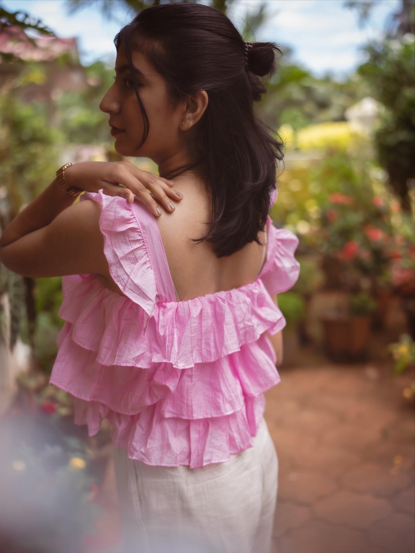 Sleeveless Ruffle top pink