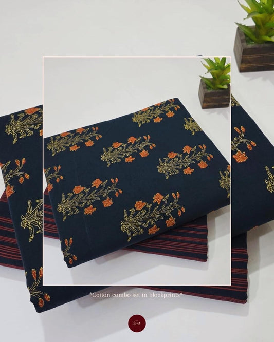 Hand block Cotton unstitched combo sets