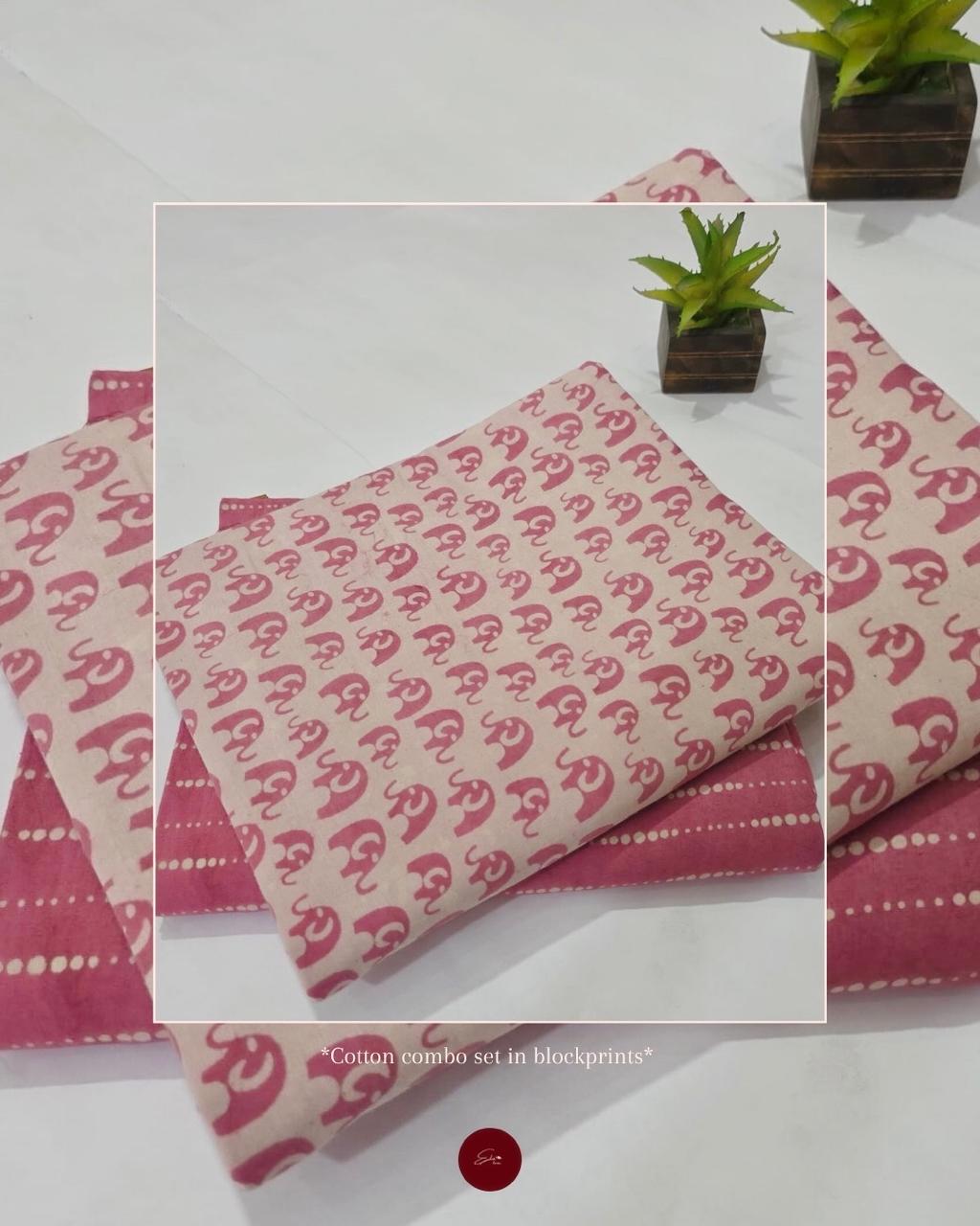 Hand block Cotton unstitched combo sets